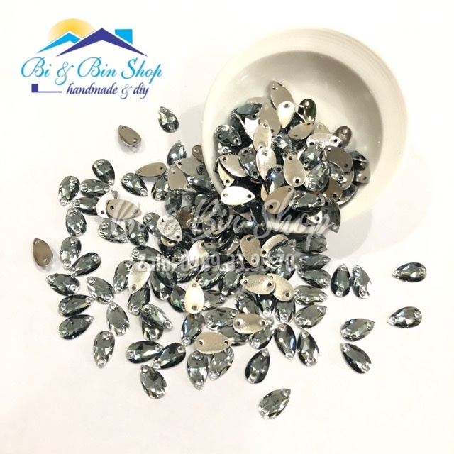 50 Viên Đá Kiếng Giọt Nước 7x12mm Đính Kết Trang Phục Thời Trang, Làm Phụ Kiện Handmade