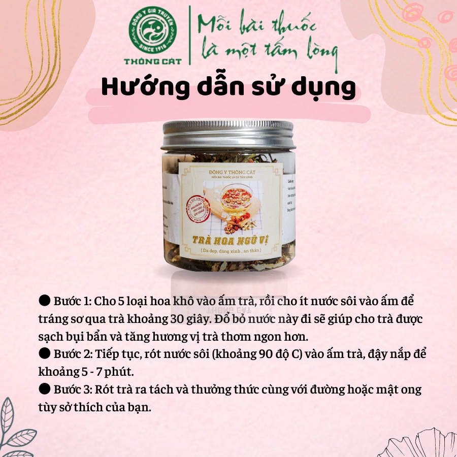 Trà hoa sấy khô ngũ vị Đông y gia truyền Thông Cát- Thanh nhiệt giải độc, đẹp da sau 1 tuần sử dụng