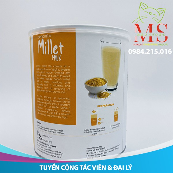 [Sản phẩm hữu cơ] Sữa thực vật hữu cơ vị gạo Millet hộp 700g - thuần Organic - Nhập khẩu độc quyền Malaysia