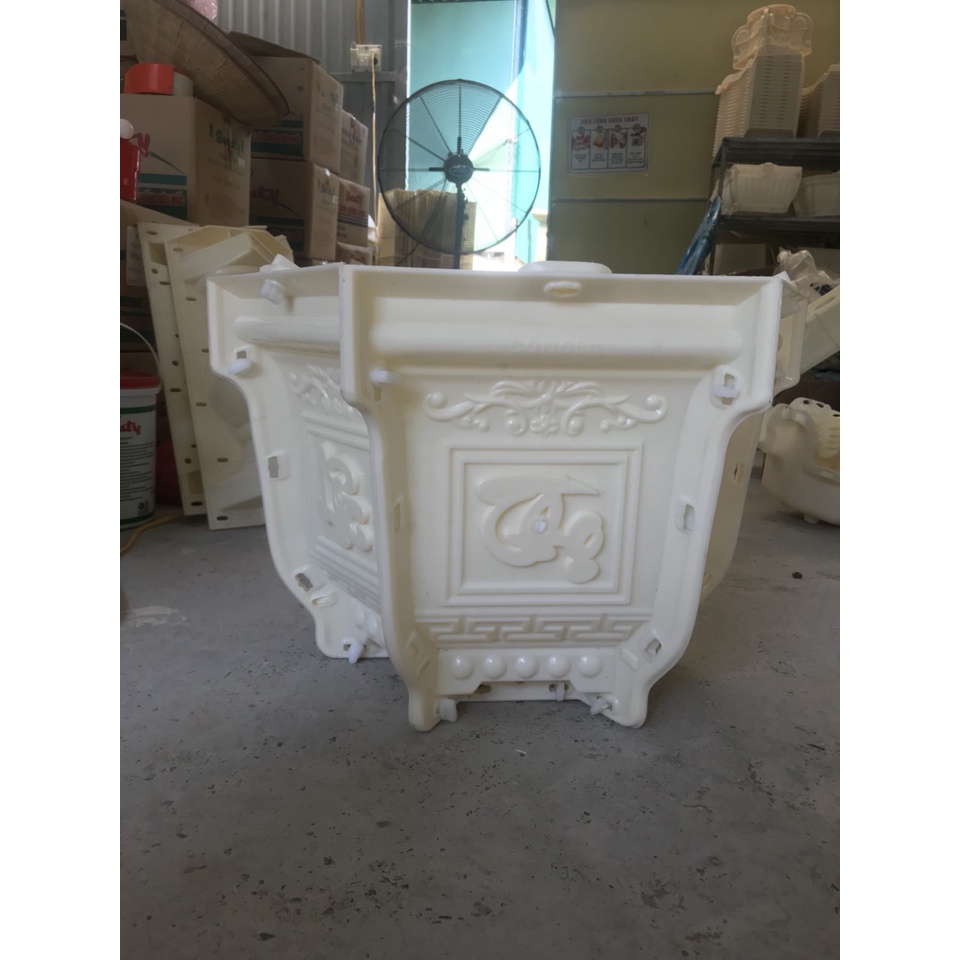 Khuôn đúc chậu lục giác 45 cao 35cm nhựa abs mẫu Phúc Lộc Thọ kèm 3 mặt hoa sen