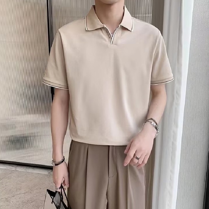 Áo Thun POLO Tay Ngắn Dáng Rộng In Chữ Cỡ Lớn M-3XL Phong Cách Hàn Quốc Thời Trang Cho Nam