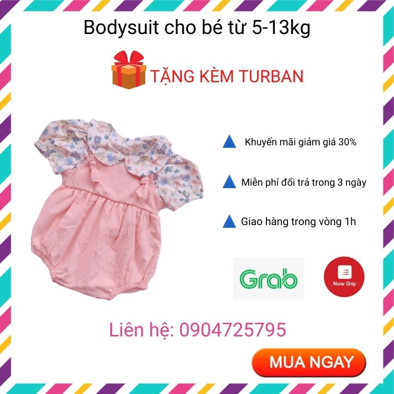 body bé gái [TẶNG TURBAN] bộ Bodysuit cho bé gái từ 5-13kg. Set body cho bé hàng thiết kế (Mẫu V14)