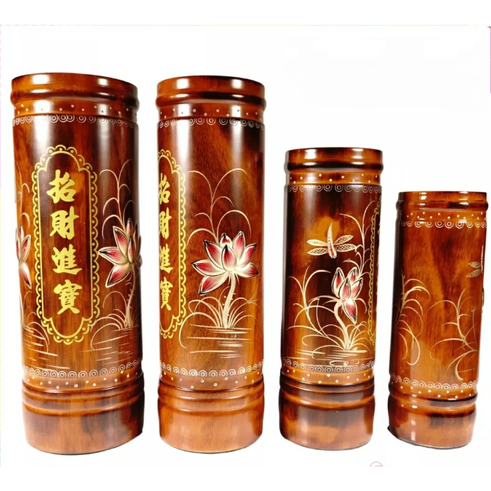 Ống cắm nhang - ống đựng nhang gỗ hoa sen nổi cao cấp