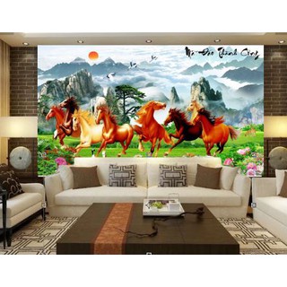 Tranh dán tường 3D Mã đáo thành công (Kích thước theo yêu cầu)