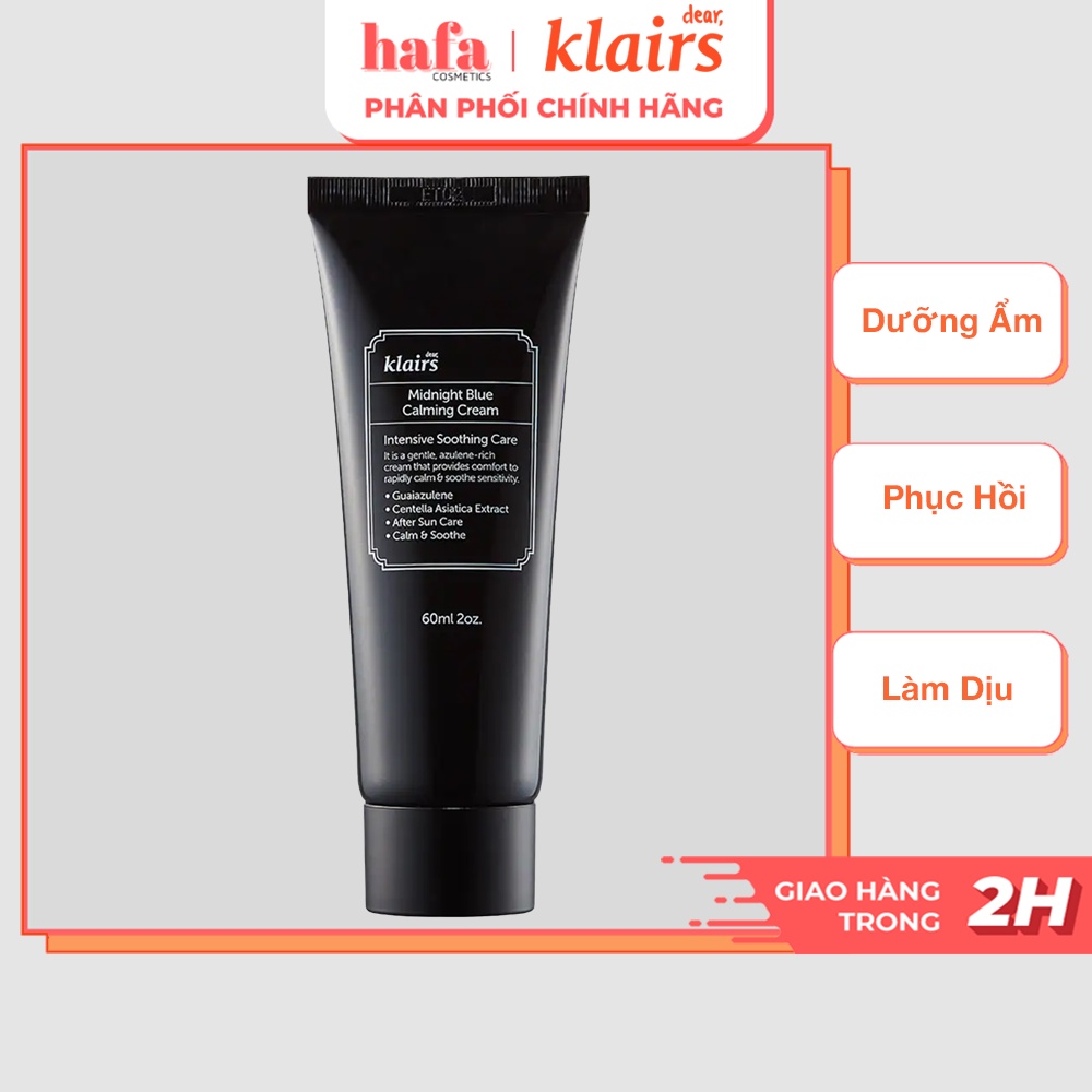 Kem Dưỡng Làm Dịu, Phục Hồi Da Tổn Thương, Nhạy Cảm Klairs Midnight Blue Calming Cream 60ml _ Dear Klairs Chính Hãng