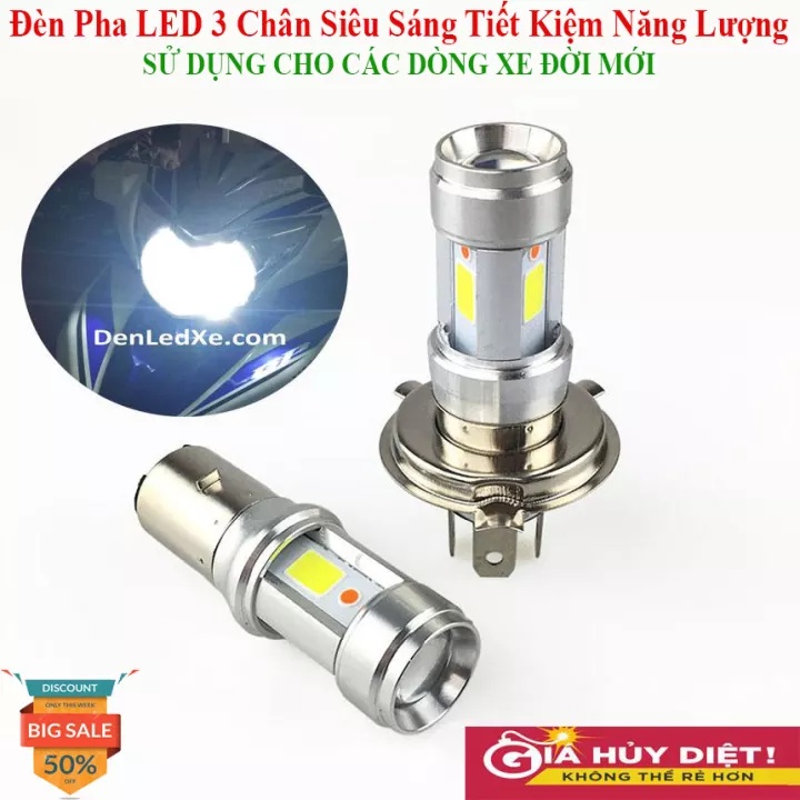 Bóng đèn xe máy, Đèn Pha Moto RTD 3 chân Tháo lắp dễ dàng, Led siêu sáng, dùng cho mọi loại xe hiện nay
