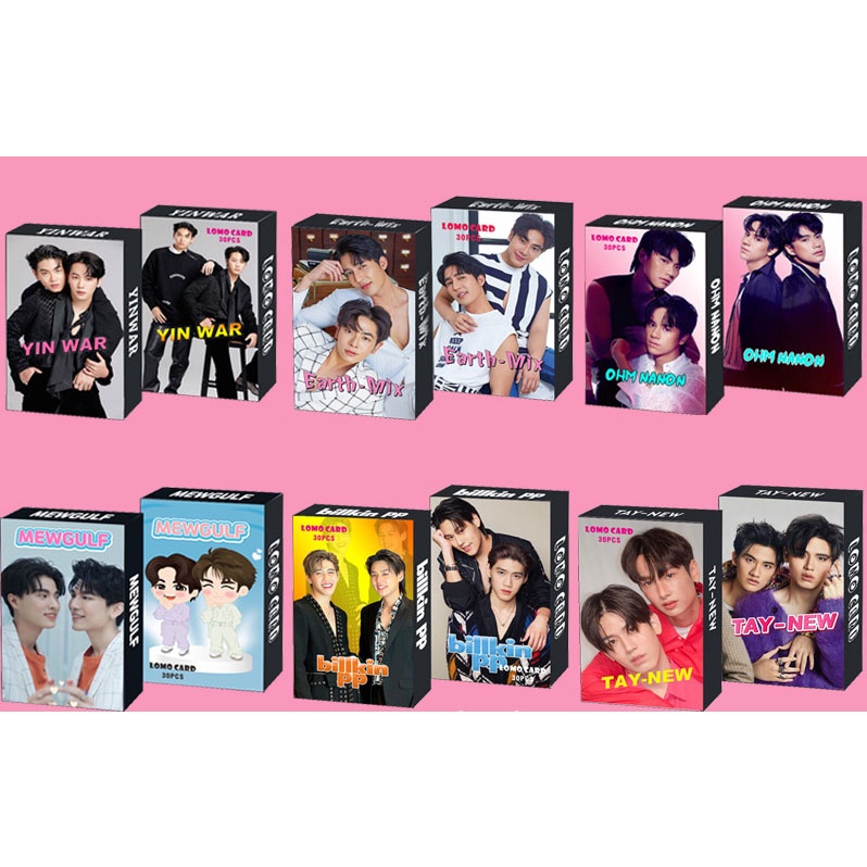 Hộp 30 Tấm Thẻ Ảnh Lomo In Hình Thành Viên Thái Lan Billkin PP OHM NANON Earth- mix MEWGULF OFF GUN