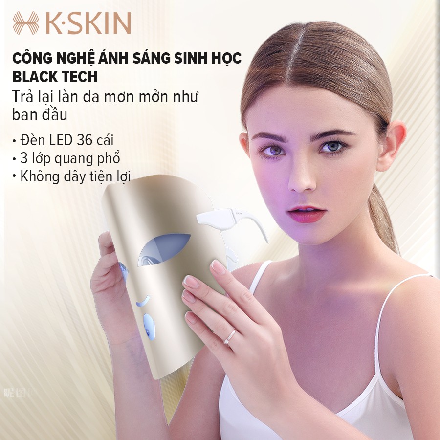 Mặt Nạ Ánh Sáng Sinh Học Black Tech KSKIN KD036S, 36 Điểm Đèn Led, 3 chế độ ánh sáng sinh học phù hợp mọi loại da