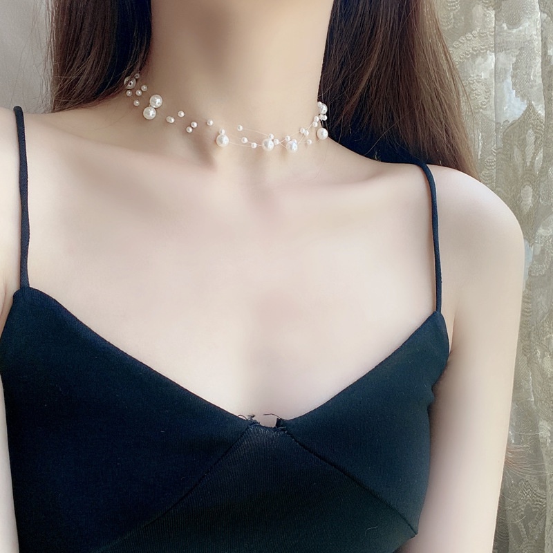 Vòng cổ choker ETRENDY nhiều lớp đính ngọc trai nhân tạo thời trang 2022 mới dành cho nữ