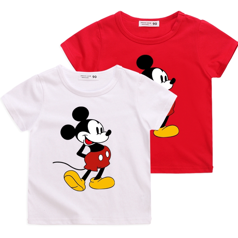 140cm / 8-10 tuổi  Áo Thun Tay Ngắn In Hình Chuột Mickey 10 Màu