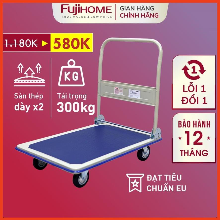 Xe đẩy hàng 4 bánh gấp gọn Fujihome | Advindeq, thương hiệu Nhật Bản, bánh cao su siêu bền, xe kéo hàng gấp gọn đa năng