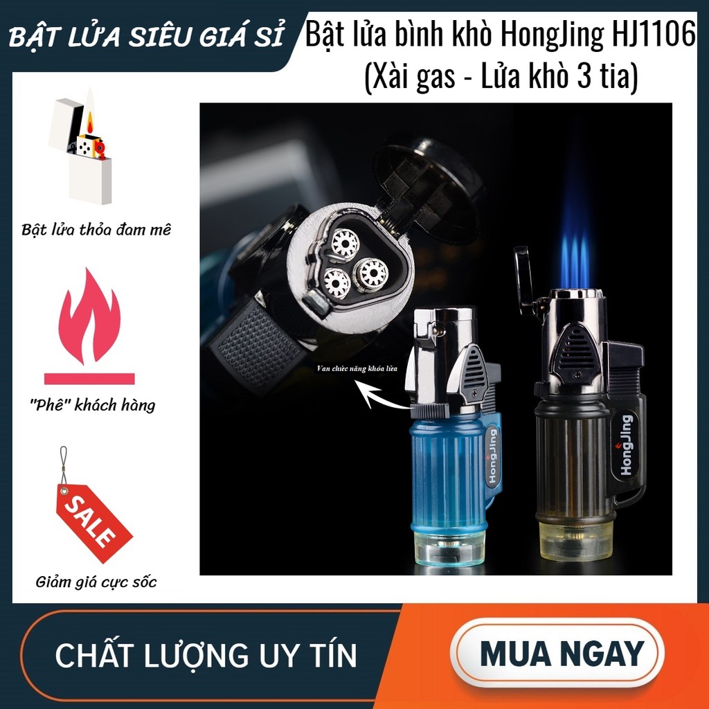 Bật lửa bình khò ChunFa HongJing HJ1106 xài gas lửa khò 3 tia