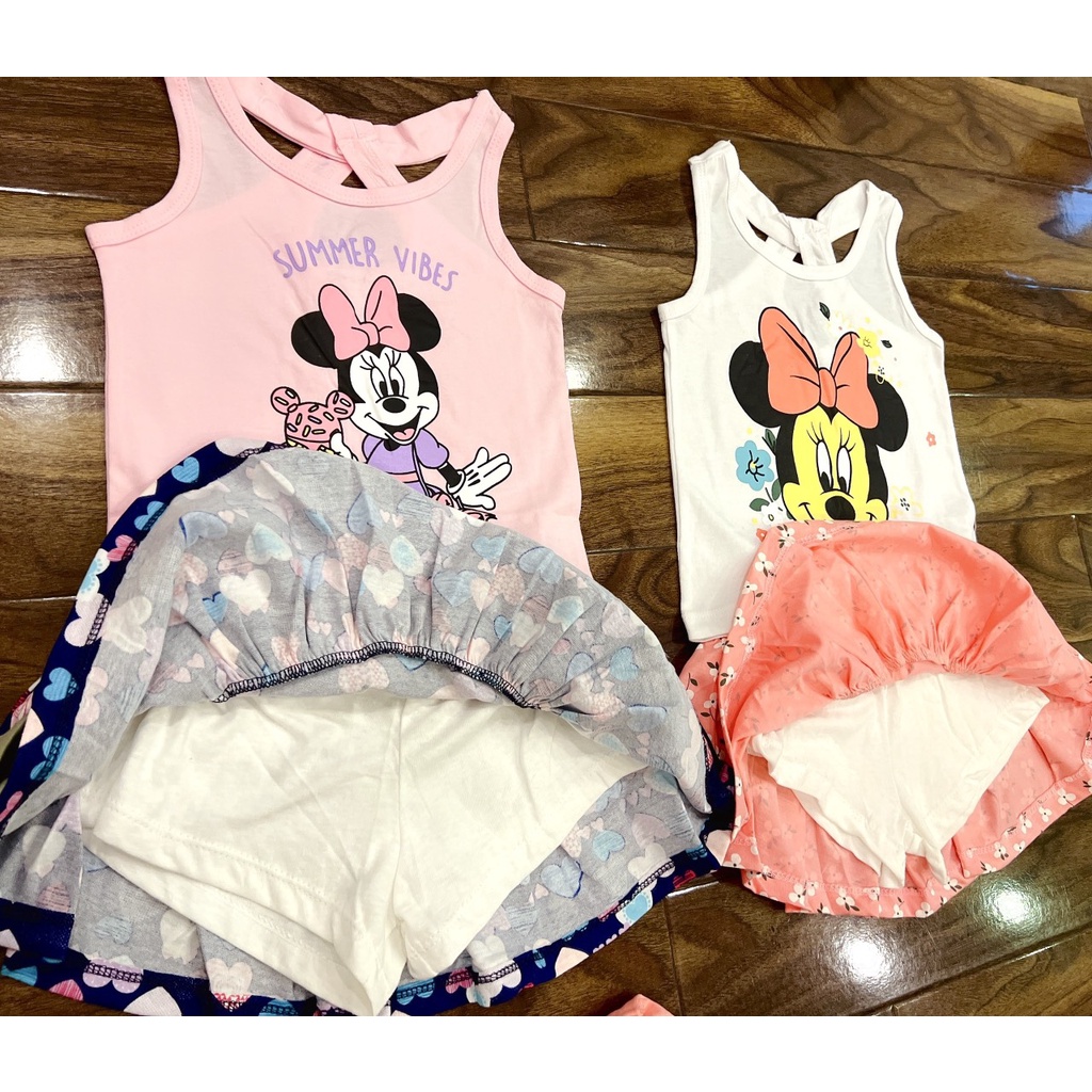 Bộ cotton cộc tay chân váy dễ thương