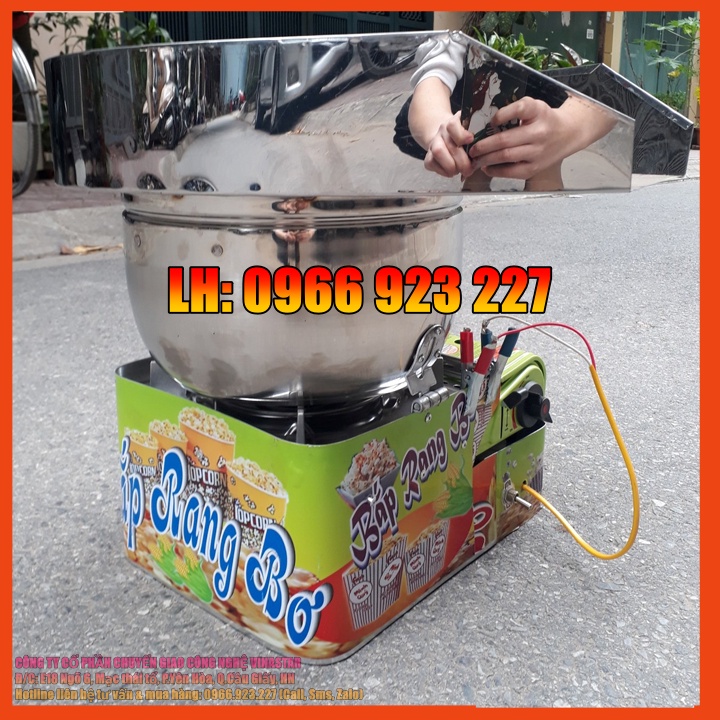 Máy nổ bắp rang bơ bằng ga, nồi nổ bắp rang bơ chạy ga 2 van