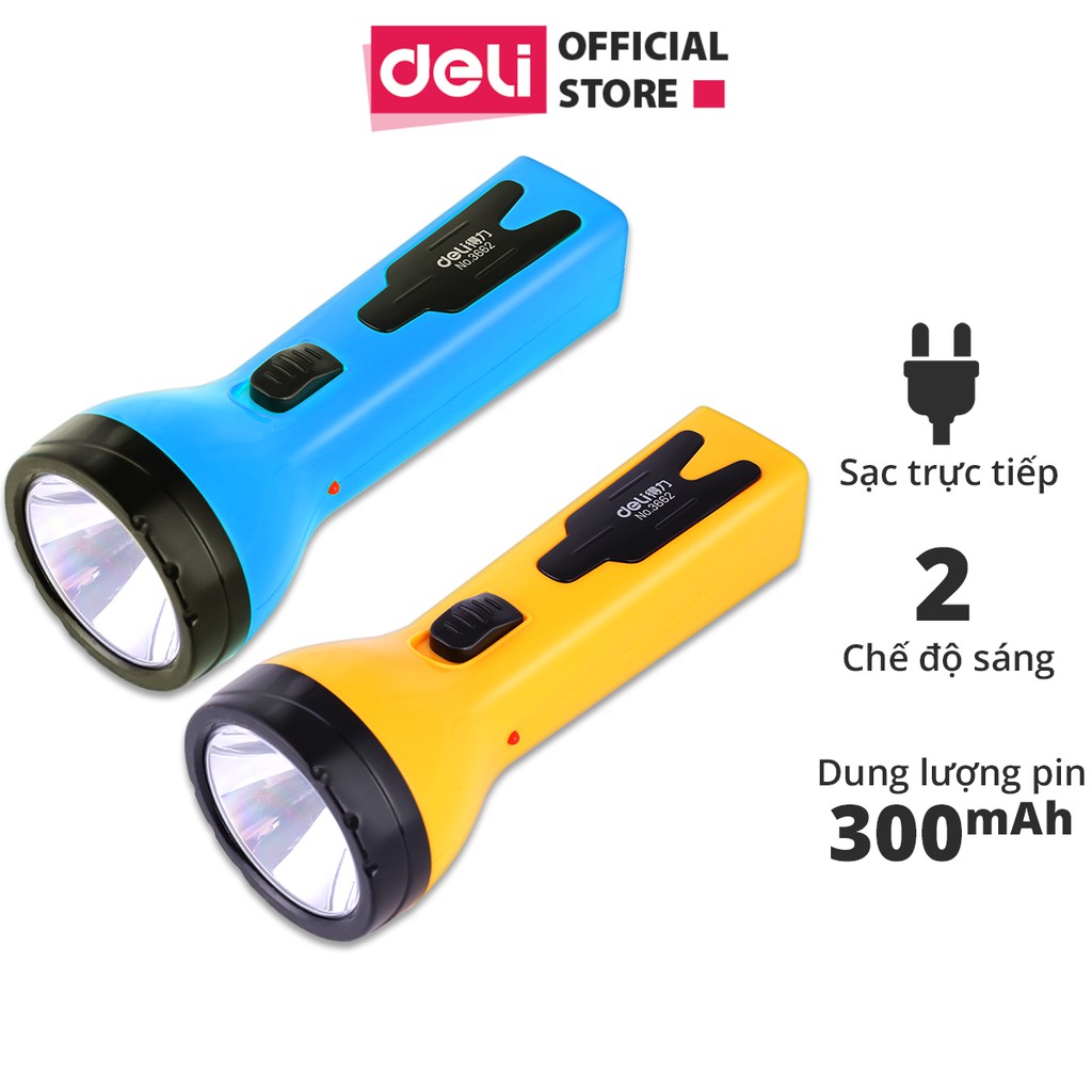 Đèn pin sạc đa năng Deli - Đèn pha siêu sáng, chỉnh được chế độ - Sạc điện trực tiếp, bảo vệ môi trường - 3662