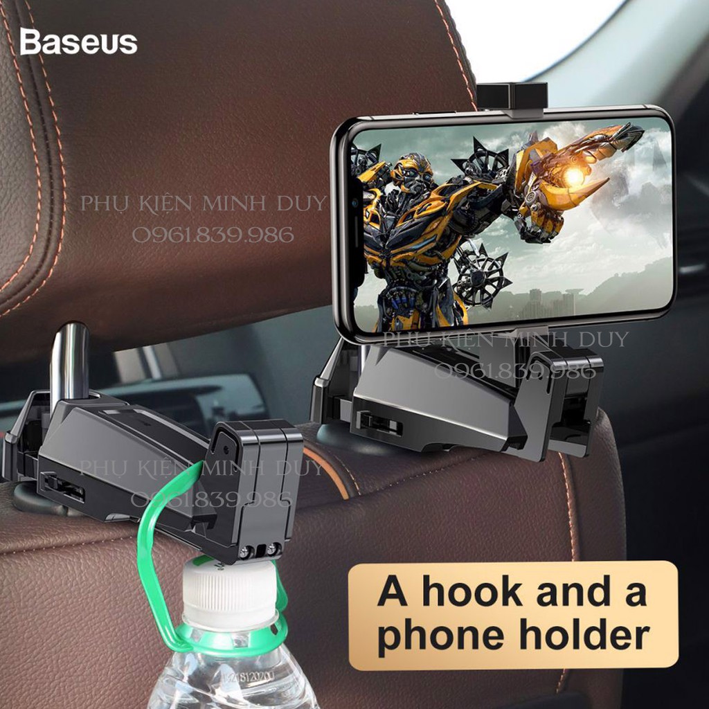 Đế giữ điện thoại gắn lưng ghế trước dùng trên xe hơi Baseus Backseat Vehicle Phone Holder Hook