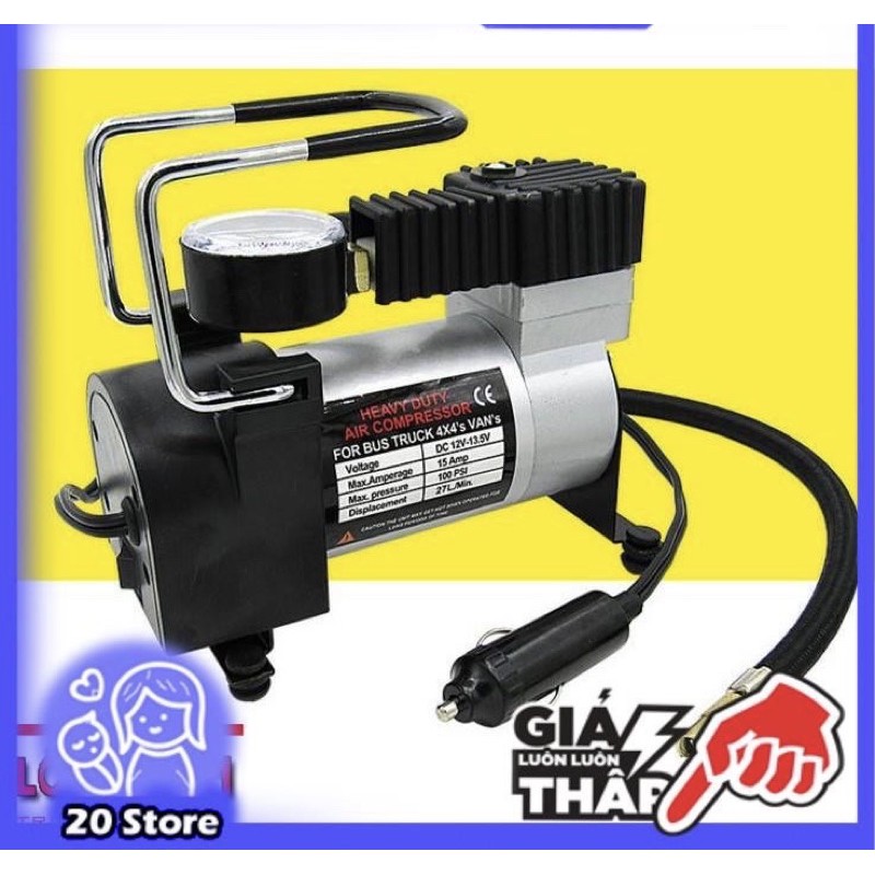 BƠM Ô TÔ - XE MÁY Mini 12V - 220V 150Psi cắm cổng sạc xe hơi - Có đồng hồ đo áp suất - BH 6 tháng [Mã FASHION]