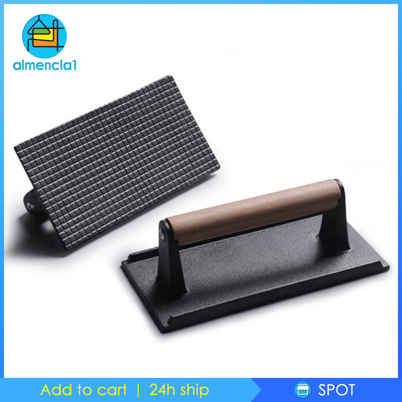 [ALMENCLA1]1.2kg Cast Iron Steak Weight Burger Press Bacon Press Grill Summer BBQ Gift