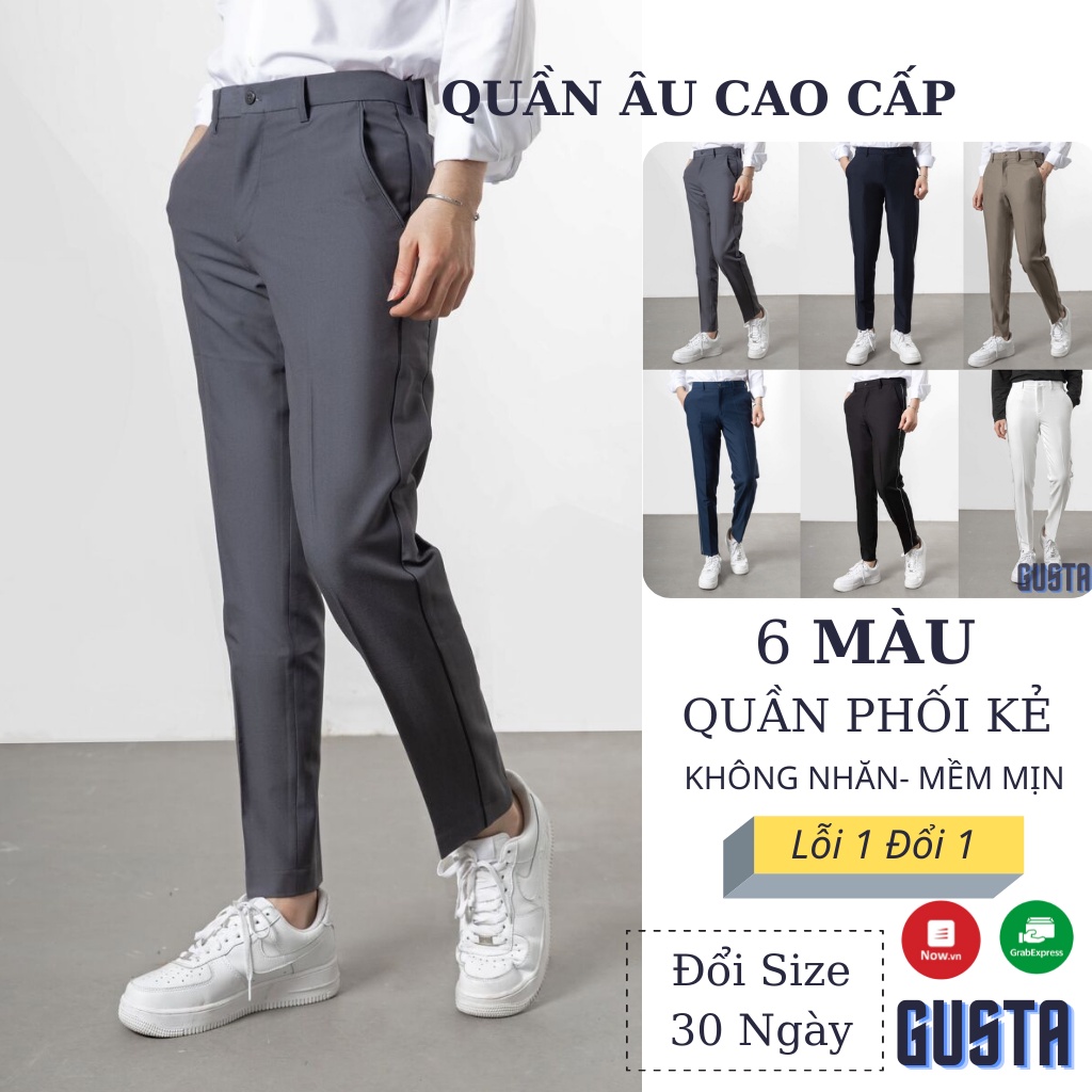 Quần Tây Âu Nam Đẹp Cap Cao Công Sở Hàn Quốc Dáng Ôm,Quần Vải Cao Cấp Nam Kẻ Viền Hàng Hiệu- QA03 - GUSTA