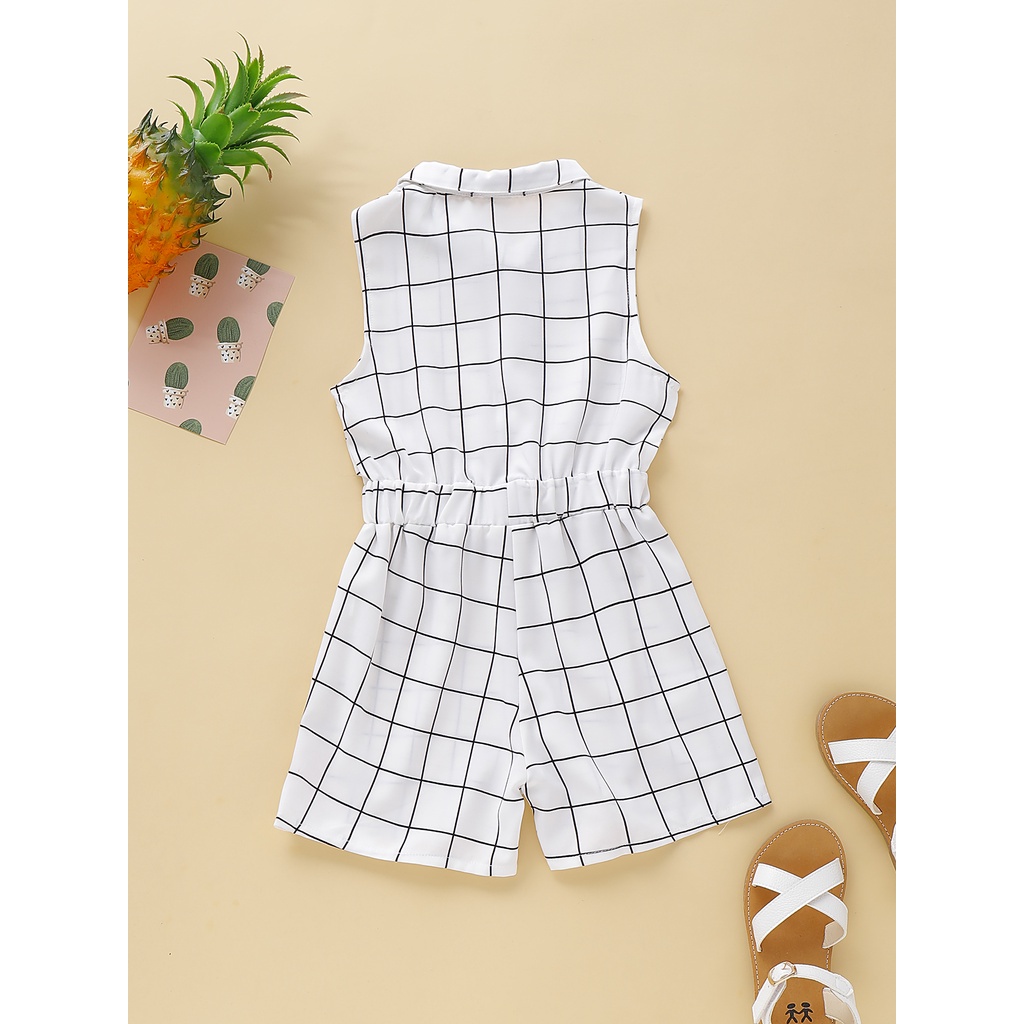 Áo liền quần Mikrdoo không tay cổ lật dành cho bé gái