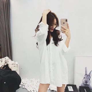 áo sơmi oversize form rộng dáng dài