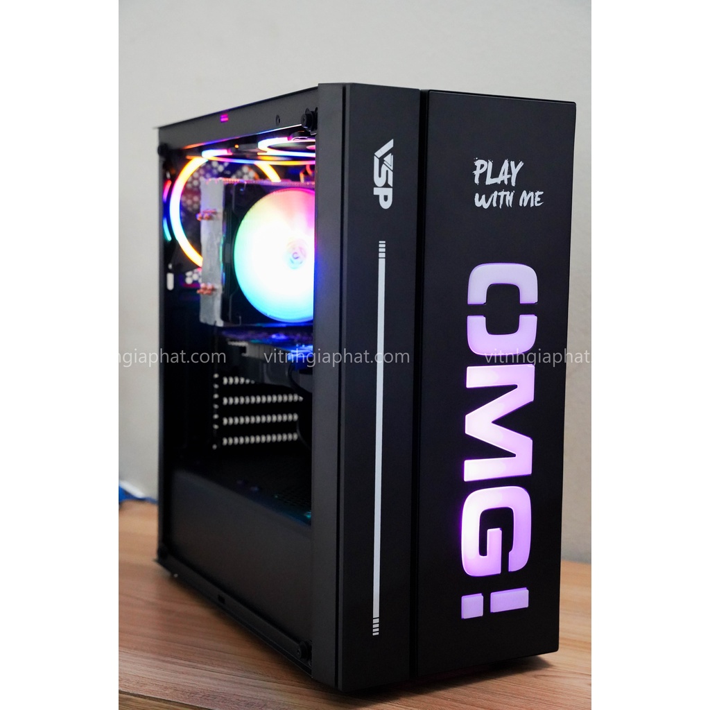 SIEU KHUYẾN MẠI  Vỏ Case Gaming VSP OMG-II ATX  - Đen, Xanh, Hồng