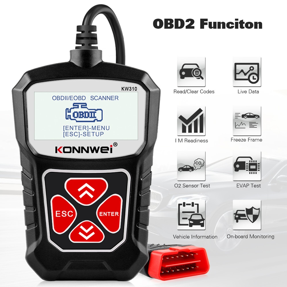 Konnwei kw310 obd2 Cho Máy Quét Xe Hơi Tự Động obd 2, Máy Quét Ngôn Ngữ pk elm327