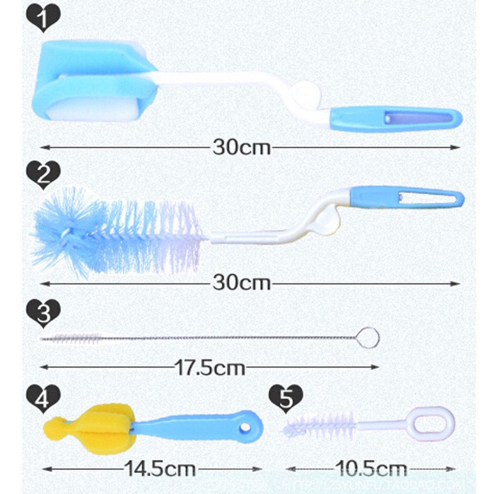 Bàn chải rửa bình sữa cho bé - Bộ 5 cái