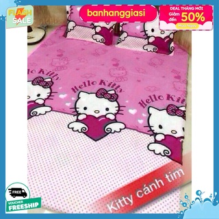 Set 3 món ga chun kèm 2 vỏ gối nằm hello kitty cánh tim