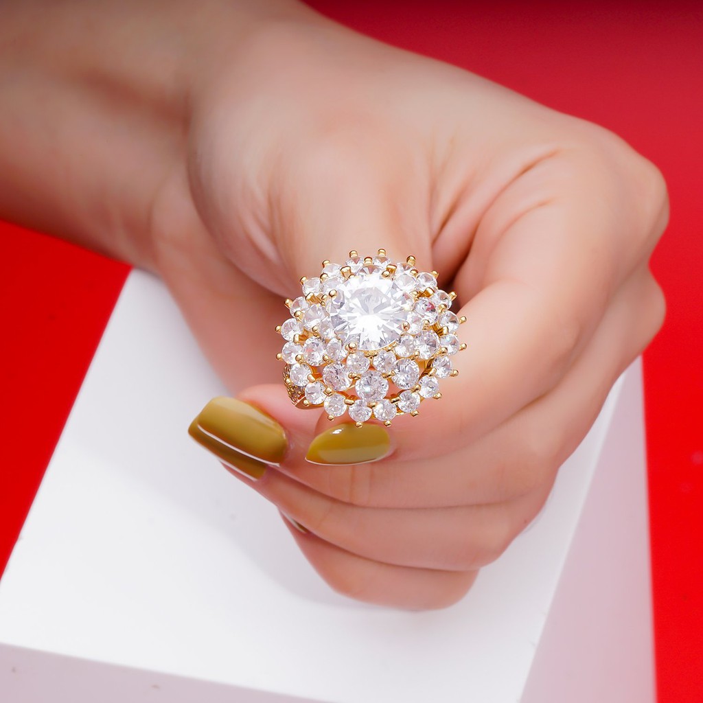 Nhẫn nữ UHA mạ vàng 18K đính đá CZ N551161-170