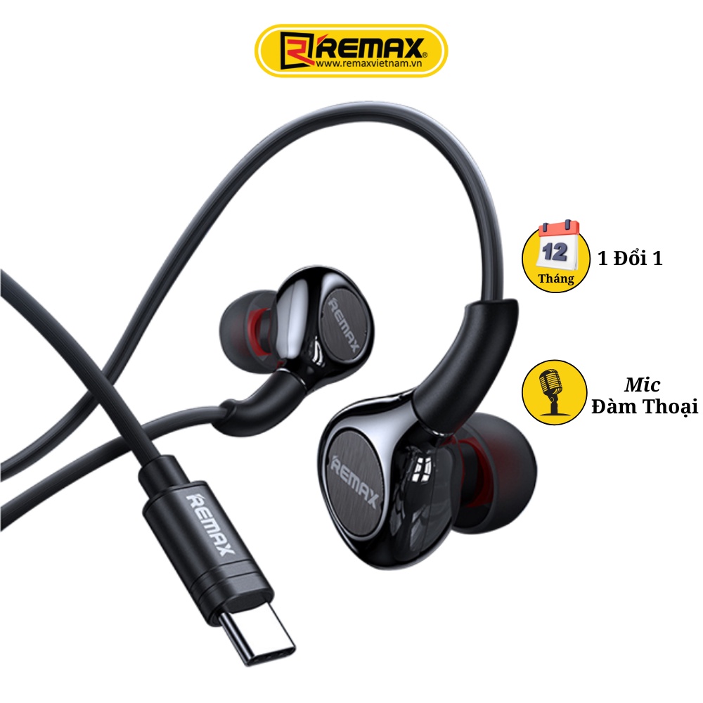 Tai Nghe Điện Thoại chân Type C Remax RM-655a - tích hợp Micro đàm thoại dài 1.2M cho âm thanh sống động