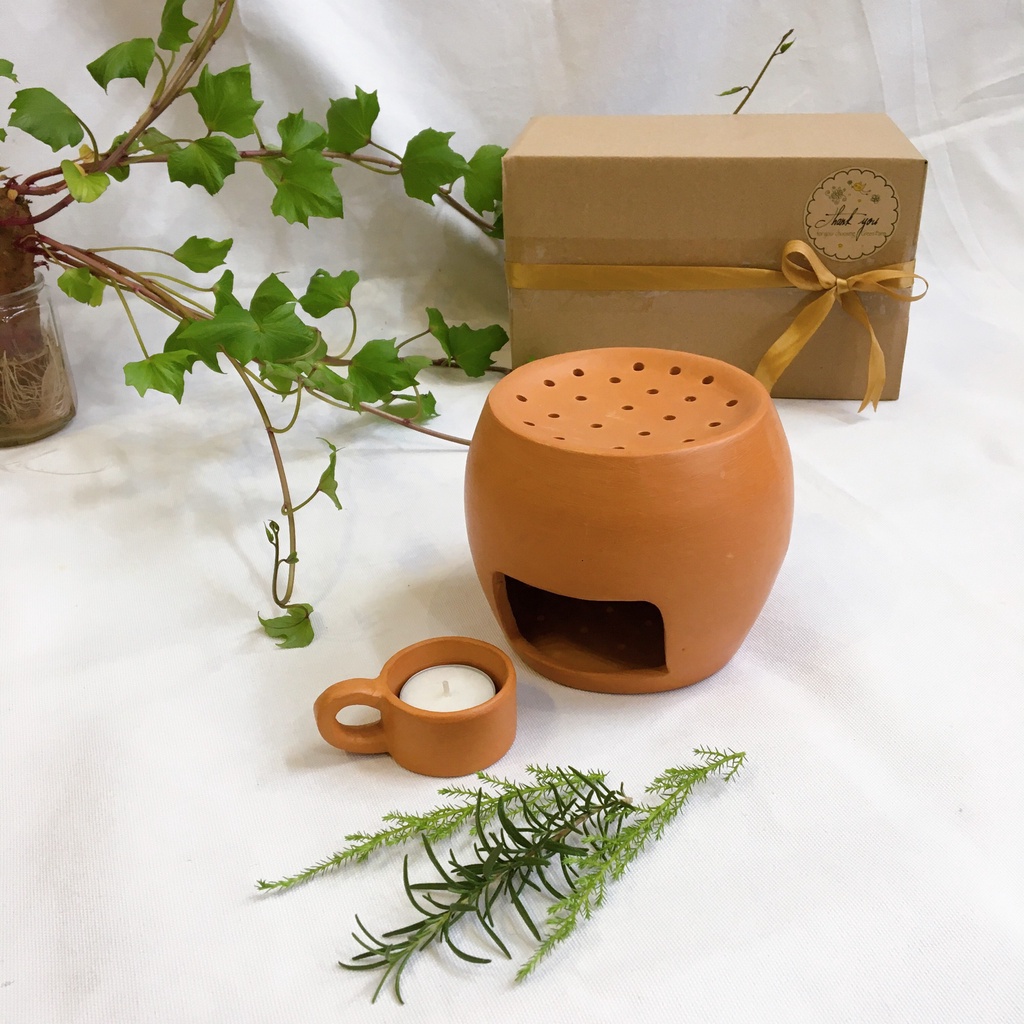 [bếp xông kèm 1 ly nến bất kỳ] Bếp xông terra cotta thảo mộc greenfarms chút chill thư giãn tại nhà