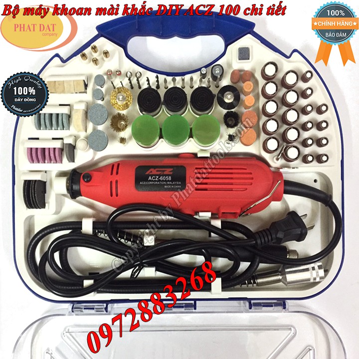 Bộ Máy Mài Khắc Mini ACZ6058 100 Chi Tiết Máy Mài Cầm Tay Dùng Trạm Khắc Mỹ Nghệ Thủ Công, Đánh Bóng Gỗ, Đá, Kim Loại