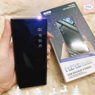 Sạc Dự Phòng Giá Rẻ 10000 mAh Mặt Kính Đen Hiện Phần Trăm Pin 2 USB Có Đèn, Pin Dự Phòng - Bảo Hành 6 Tháng