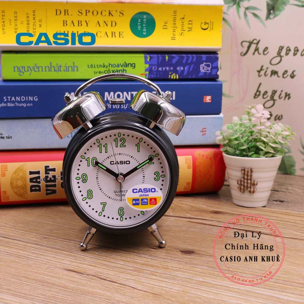 Đồng hồ để bàn Casio TQ-362-1BDF có đèn chuông báo thức, dạ quang ( 13.6×10.6×6 cm )