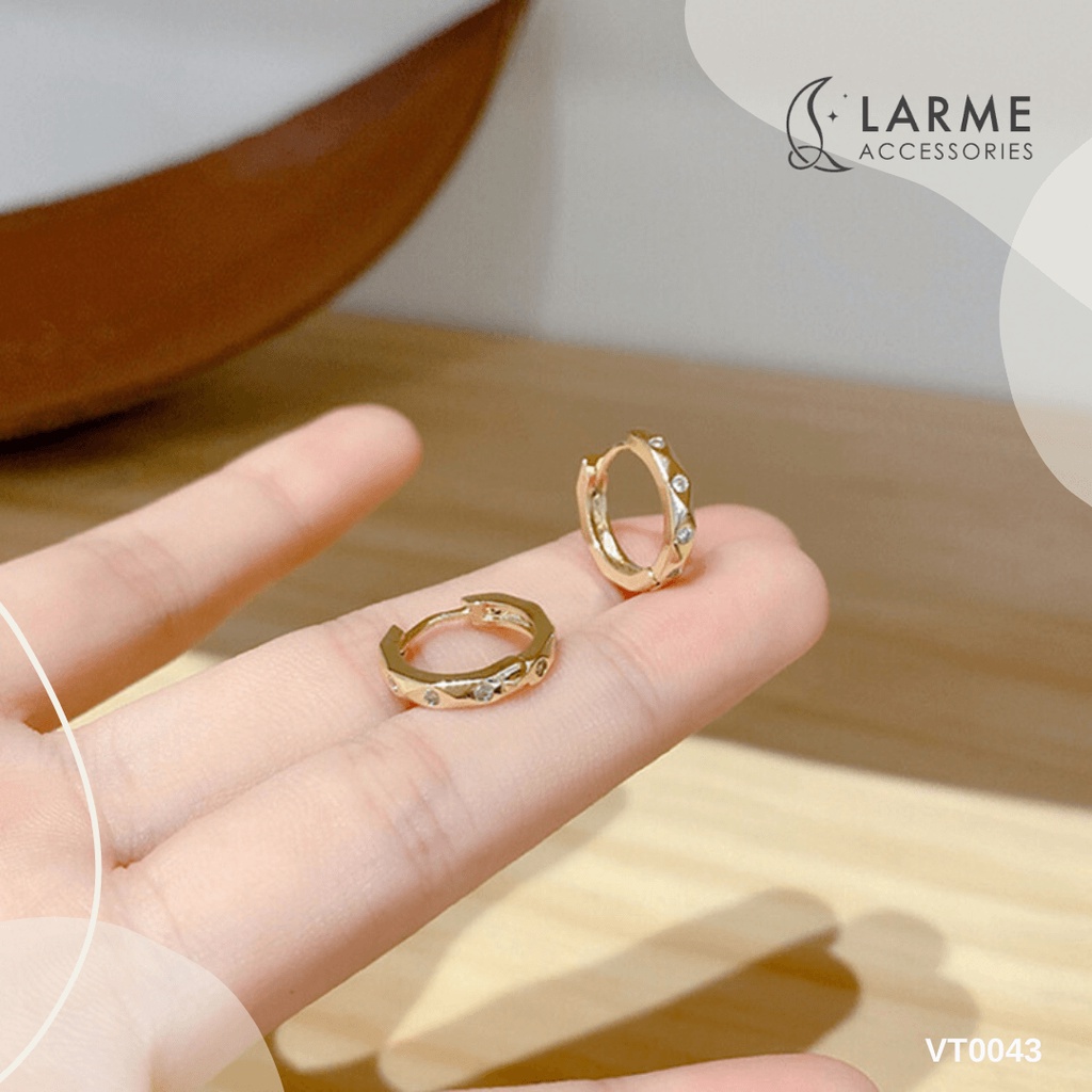 Khuyên tai nữ, bông tai nữ dáng tròn chốt bấm larme accessories -KT0143