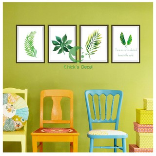 Decal dán tường khung hình lá cây trang trí