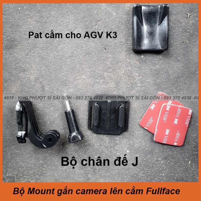 HOT-  Mount cằm gắn cho mũ Fullface AGV K3 - Pat gắn camera giữa cằm cho mũ bảo hiểm fullface