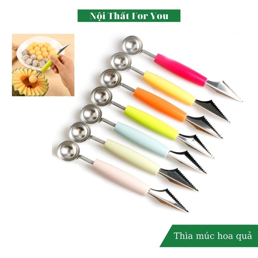 🌼 Thìa Múc Hoa Quả 2 Đầu Cắt Tỉa Trái Cây Tạo Hình Đẹp Mắt NC5026 🌼