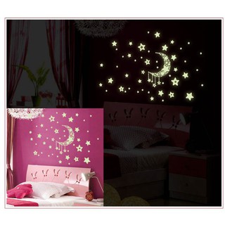 (Xuất Nhật) decal trang trí trăng sao dạ quang