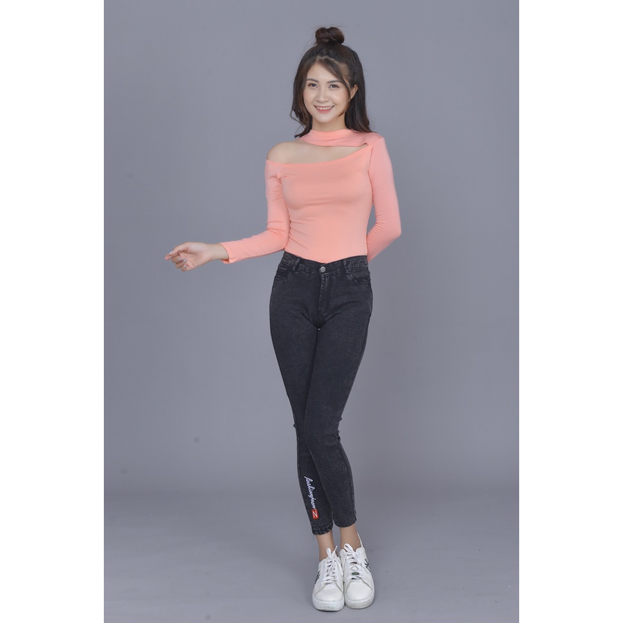 Quần dài nữ kaki giả jean ôm co giản thiêu chữ fakingshion thời trang xuân hè thời trang công sở Kkw09 | BigBuy360 - bigbuy360.vn