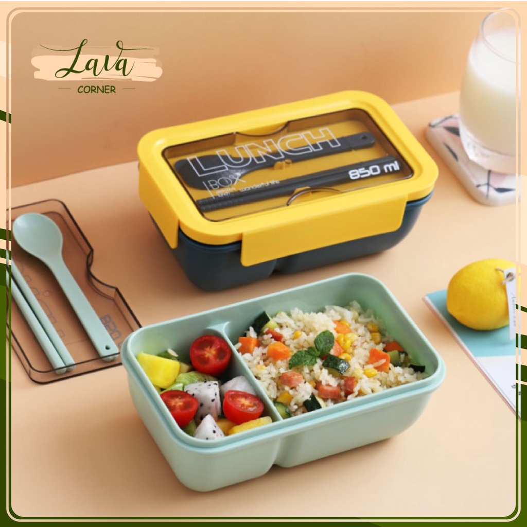 Hộp Cơm Văn Phòng Lúa Mạch Giữ Nhiệt Lunch Box Tặng Kèm Muỗng Thìa Cao Cấp An Toàn Sức Khỏe Sử Dụng Được Lò Vi Sóng