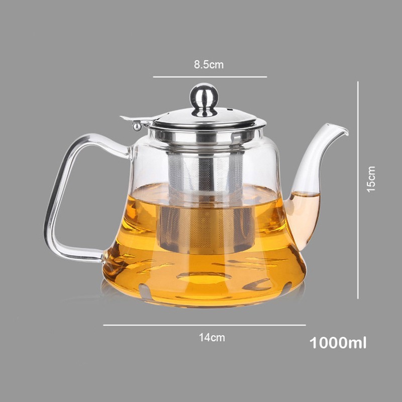 Bình pha trà thủy tinh lõi lọc Inox 1000ml