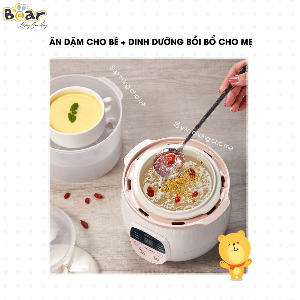 Nồi nấu đồ ăn chậm 0,8L Bear SUBE001 cho trẻ em, an toàn tiện dụng phù hợp toàn bộ người trong gia đình