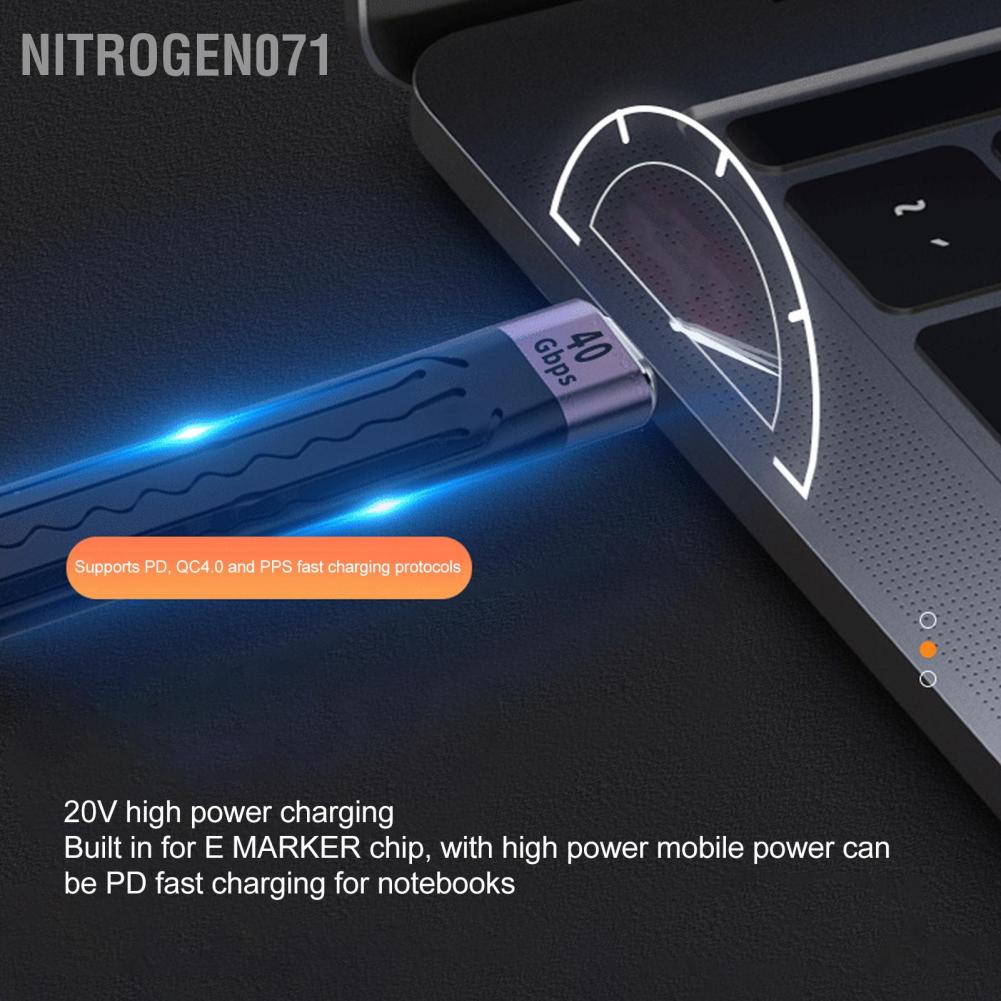 Nitrogen071 Cáp USB C ngắn 40Gbps Hai đầu FPC Loại bền Nam sang Nữ PD 100W Dây sạc nhanh