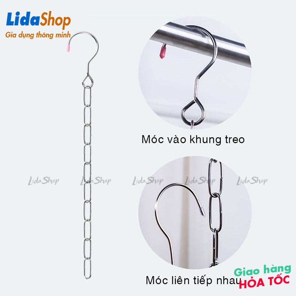 Dây phơi đồ thông minh inox Lidashop, Dây XÍCH INOX treo móc quần áo thông minh tiết kiệm diện tích tủ