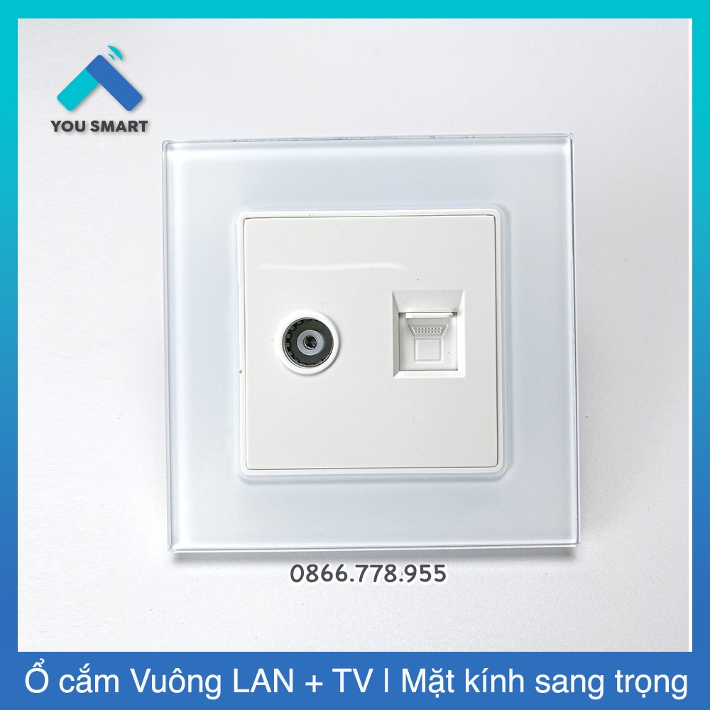 Ổ cắm Vuông mặt kính cường lực