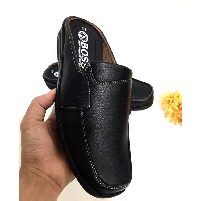 Giày không gót nam mẫu mới..da mềm..mang êm chân..mã SP13..màu đen, đế khâu sẵn rất chắc chắn