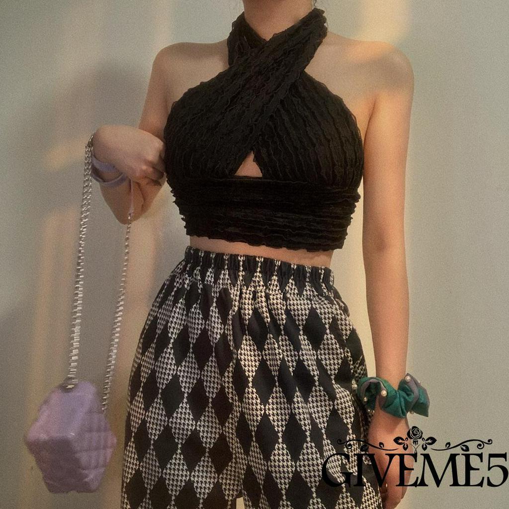 Áo Lửng Hai Dây Cổ Sâu Phong Cách Quyến Rũ Dành Cho Nữ