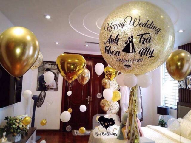 Sét Trang Trí Cưới Kèm bóng Jumbo In Tên